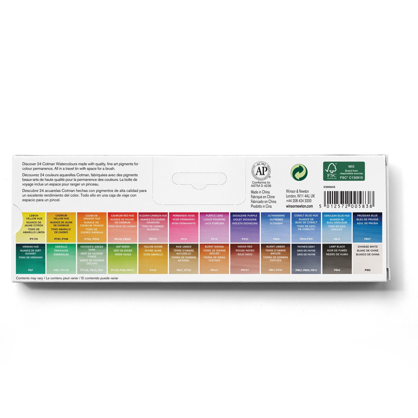 Cotman Watercolours Complete Travel Tin - 24 Half Pans