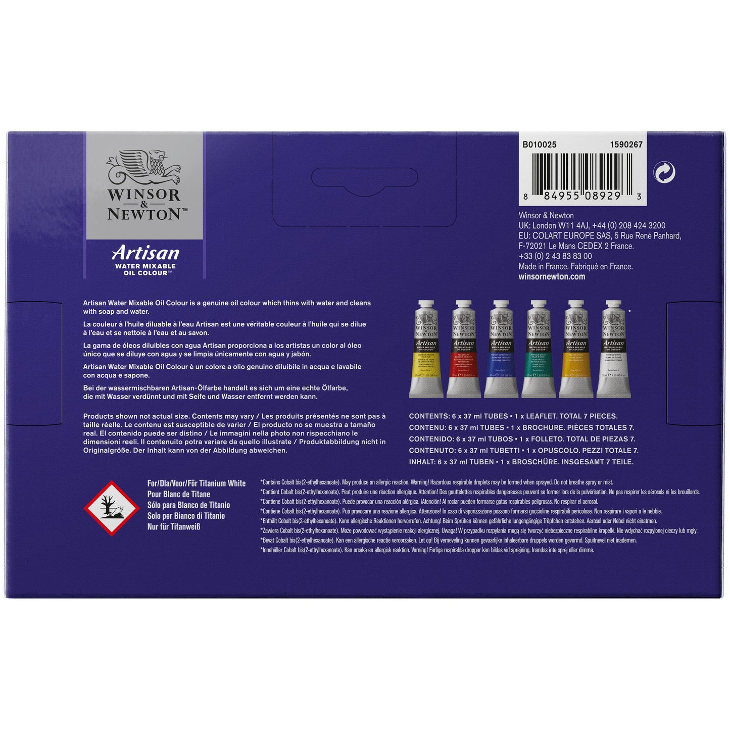 Artisan Water Mixable Oil Colour Beginners Set - 6x37ml Tubes