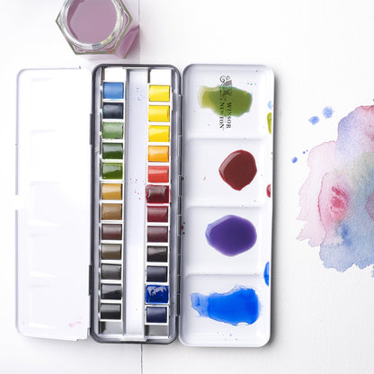 Professional Watercolour Complete Travel Tin - 24 Half Pans