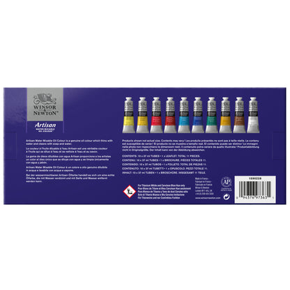 Winsor & Newton Artisan Water Mixable Oil Colour 10x37ml Tube Set.