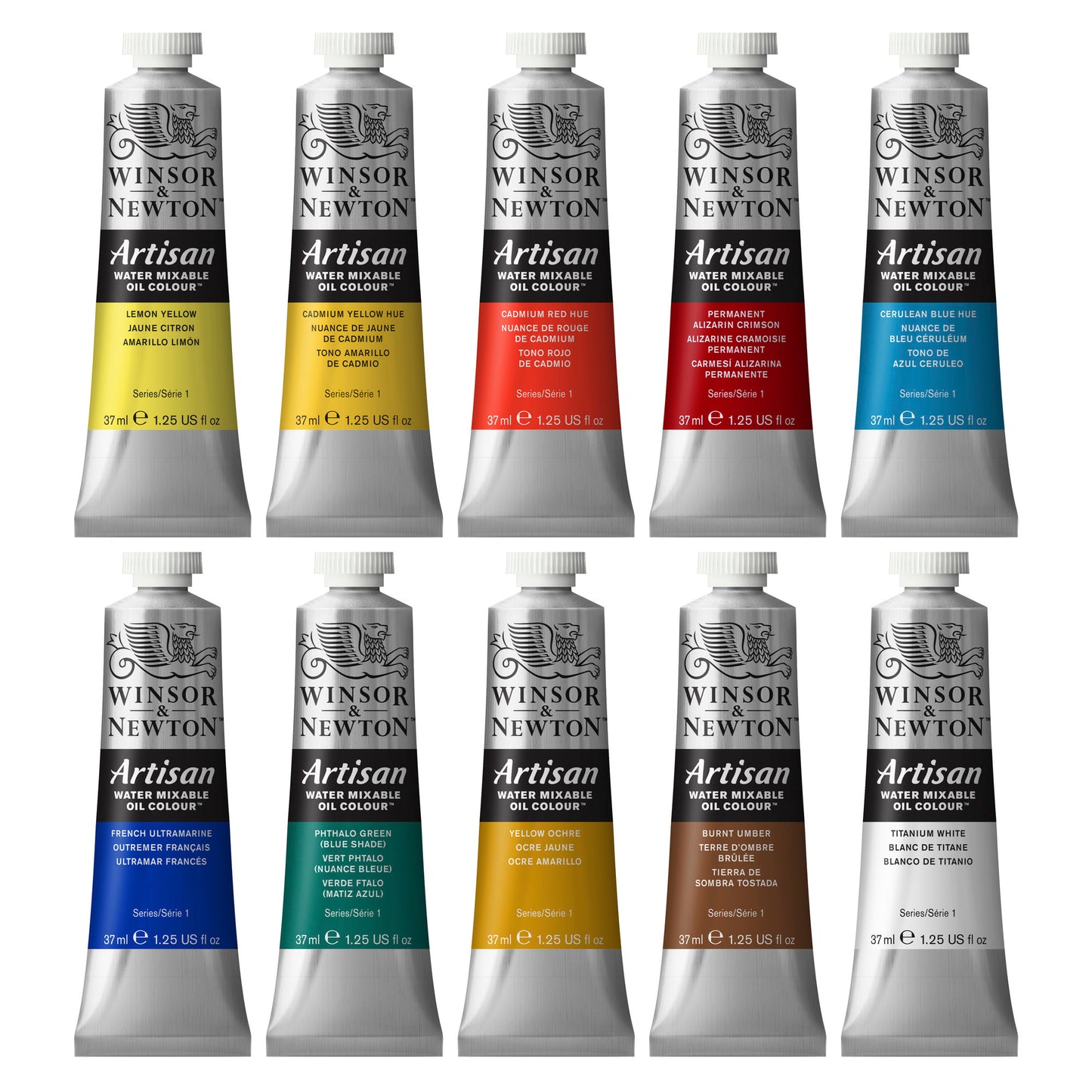 Winsor & Newton Artisan Water Mixable Oil Colour 10x37ml Tube Set.