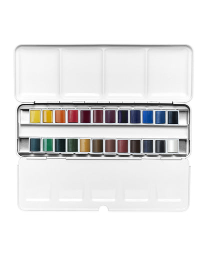 Cotman Watercolours Complete Travel Tin - 24 Half Pans