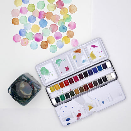 Cotman Watercolours Complete Travel Tin - 24 Half Pans