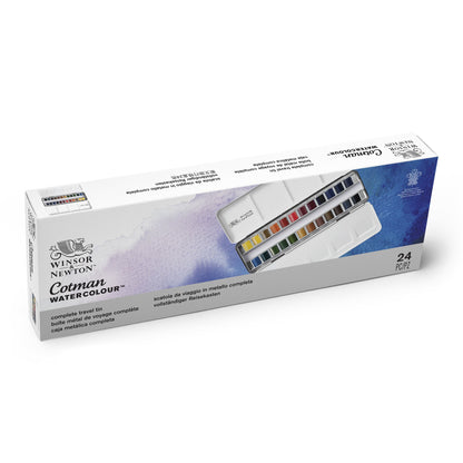 Cotman Watercolours Complete Travel Tin - 24 Half Pans