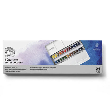 Cotman Watercolours Complete Travel Tin - 24 Half Pans