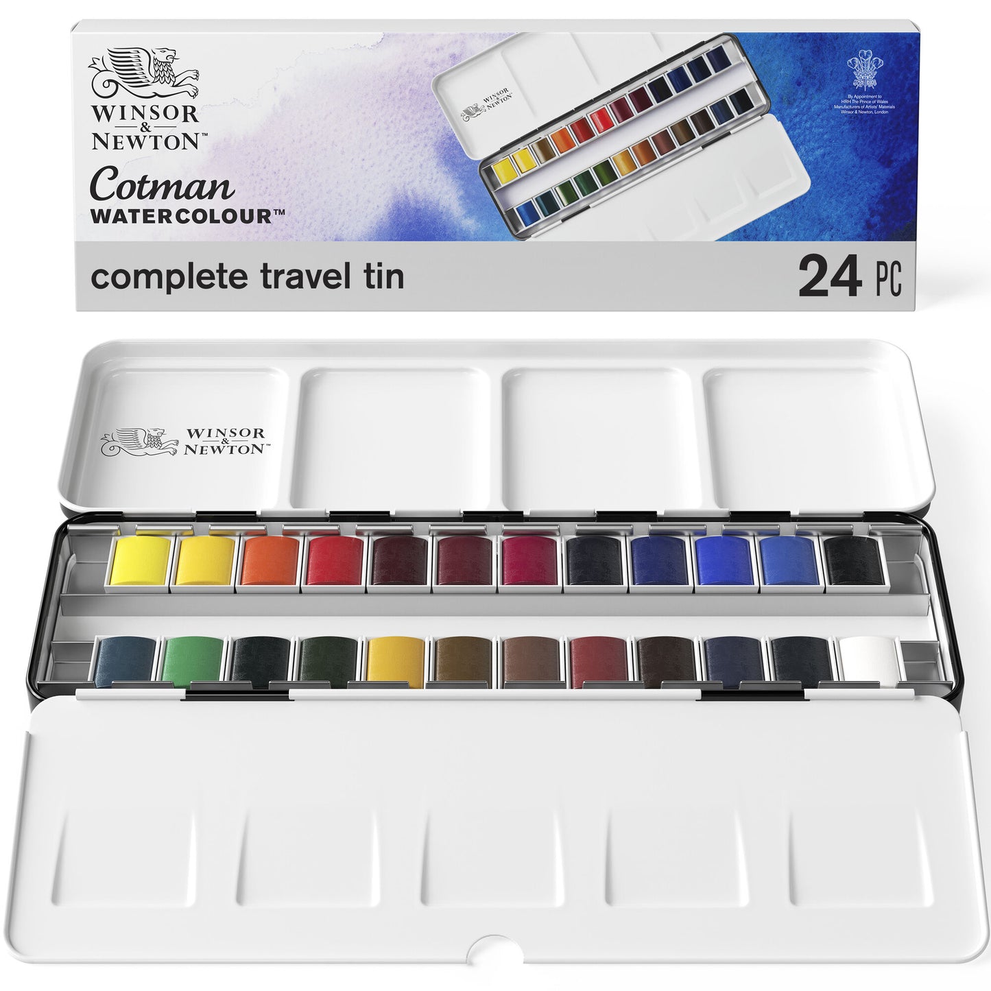 Cotman Watercolours Complete Travel Tin - 24 Half Pans