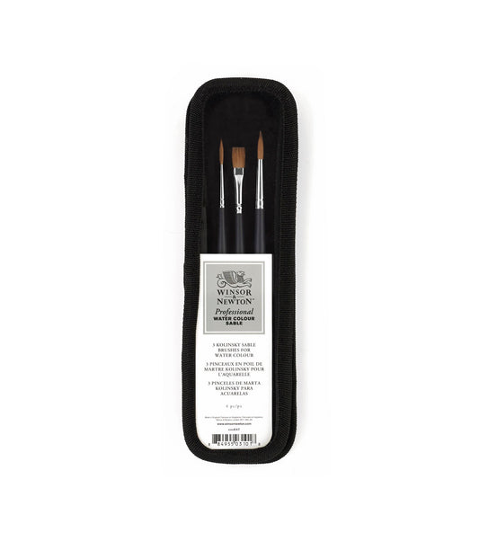 Winsor & Newton Artists' Watercolour Sable Brush Short Handle 3 Pack