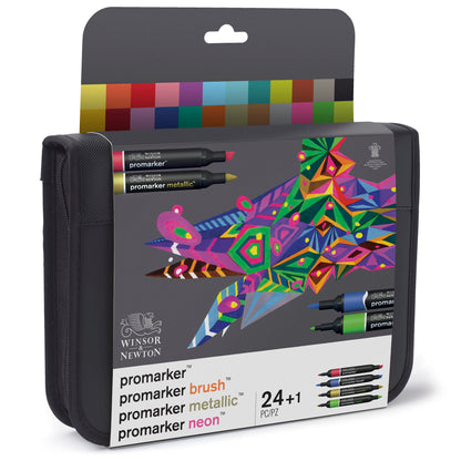 Winsor & Newton Promarker Mixed Marker Set- 24 Wallet