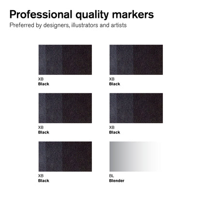 Winsor & Newton Promarker 6 Blacks x5 + Blender
