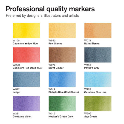 Winsor & Newton Promarker Watercolour 12 Landscape Tones