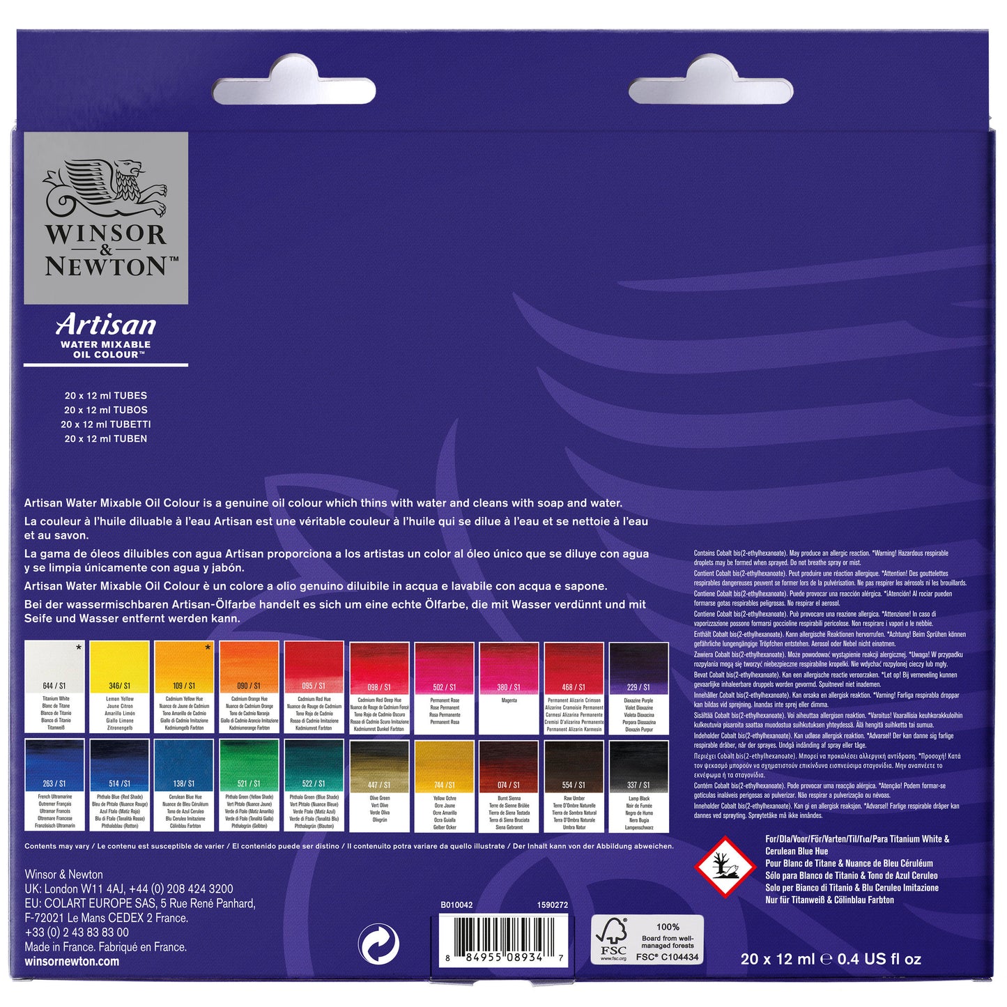 Artisan Water Mixable Oil Colour Set 20x12ml