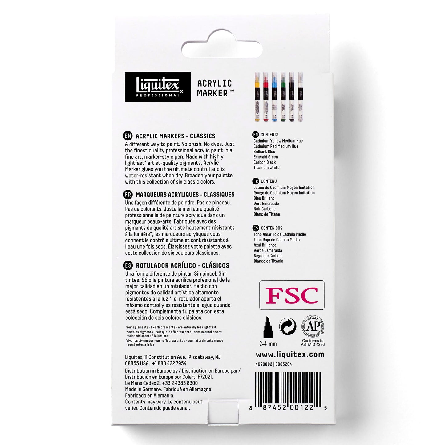 Acrylic Marker Set - 6x2mm - Classics