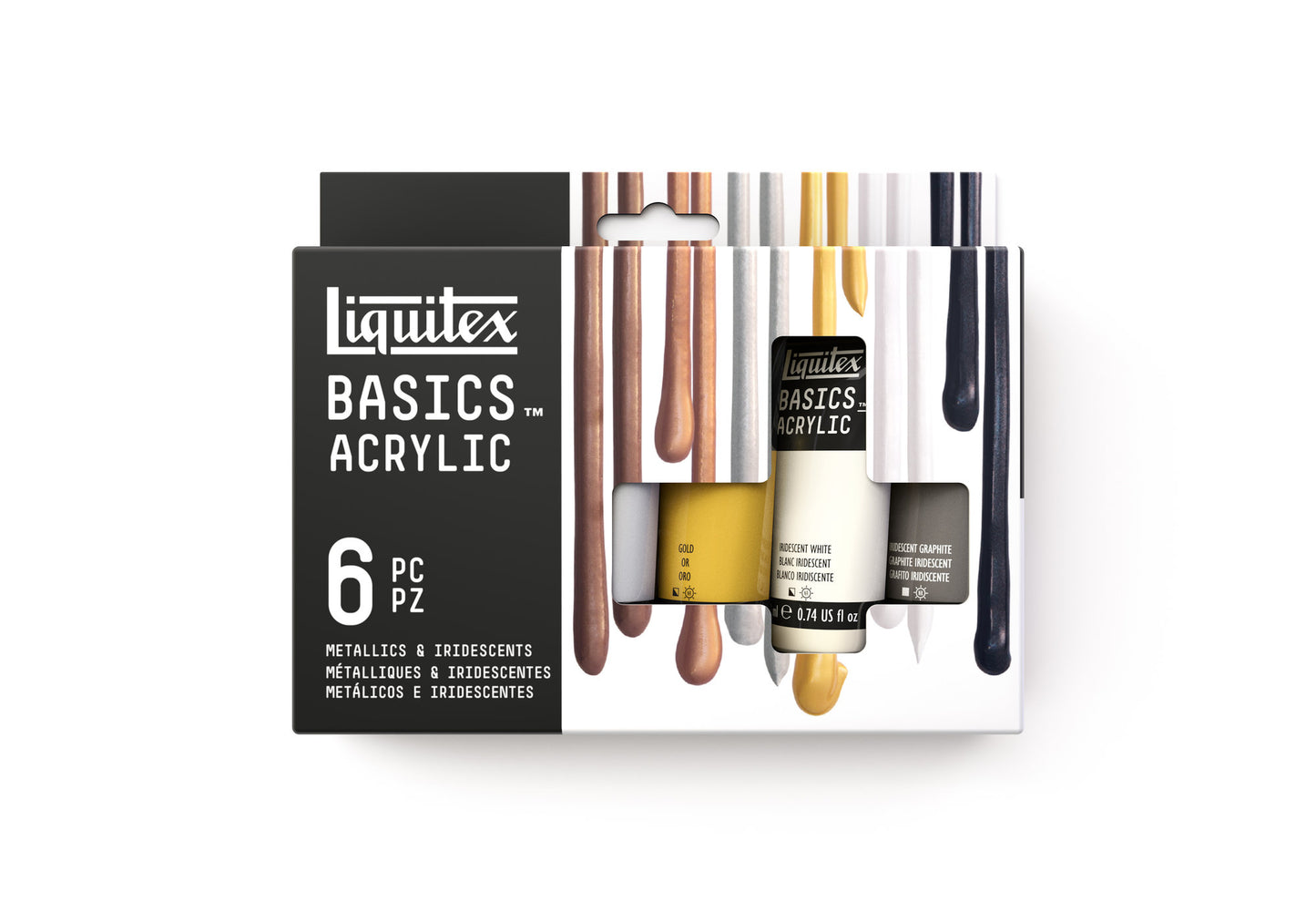 Liquitex Basics Acrylic Set - 6x22ml - Metallics & Iridescents