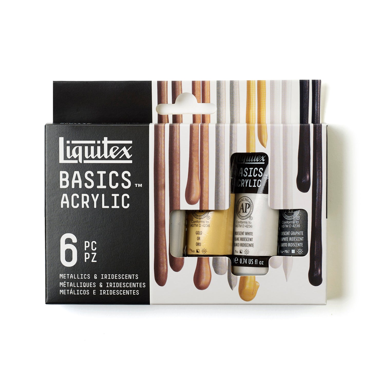 Liquitex Basics Acrylic Set - 6x22ml - Metallics & Iridescents