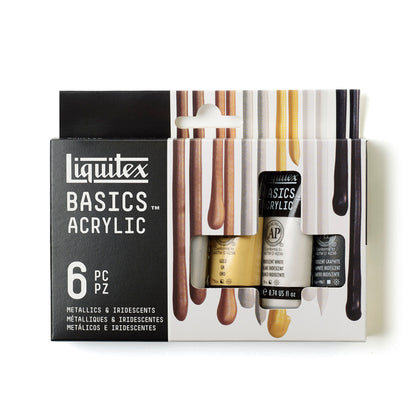 Liquitex Basics Acrylic Set - 6x22ml - Metallics & Iridescents