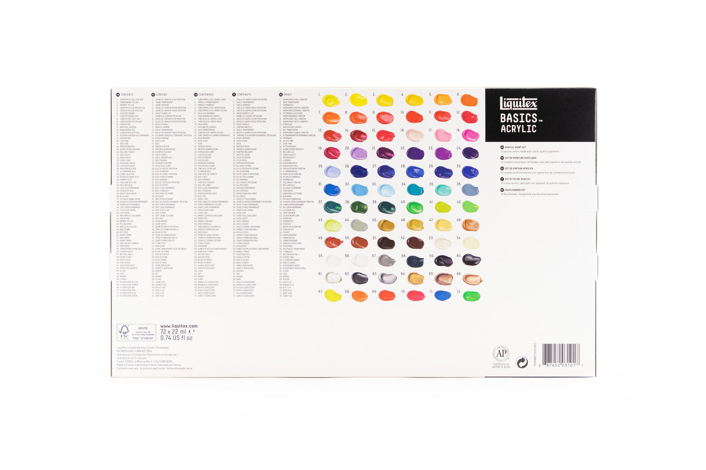 Liquitex Basics Acrylic Set - 72x22ml - The Complete Range