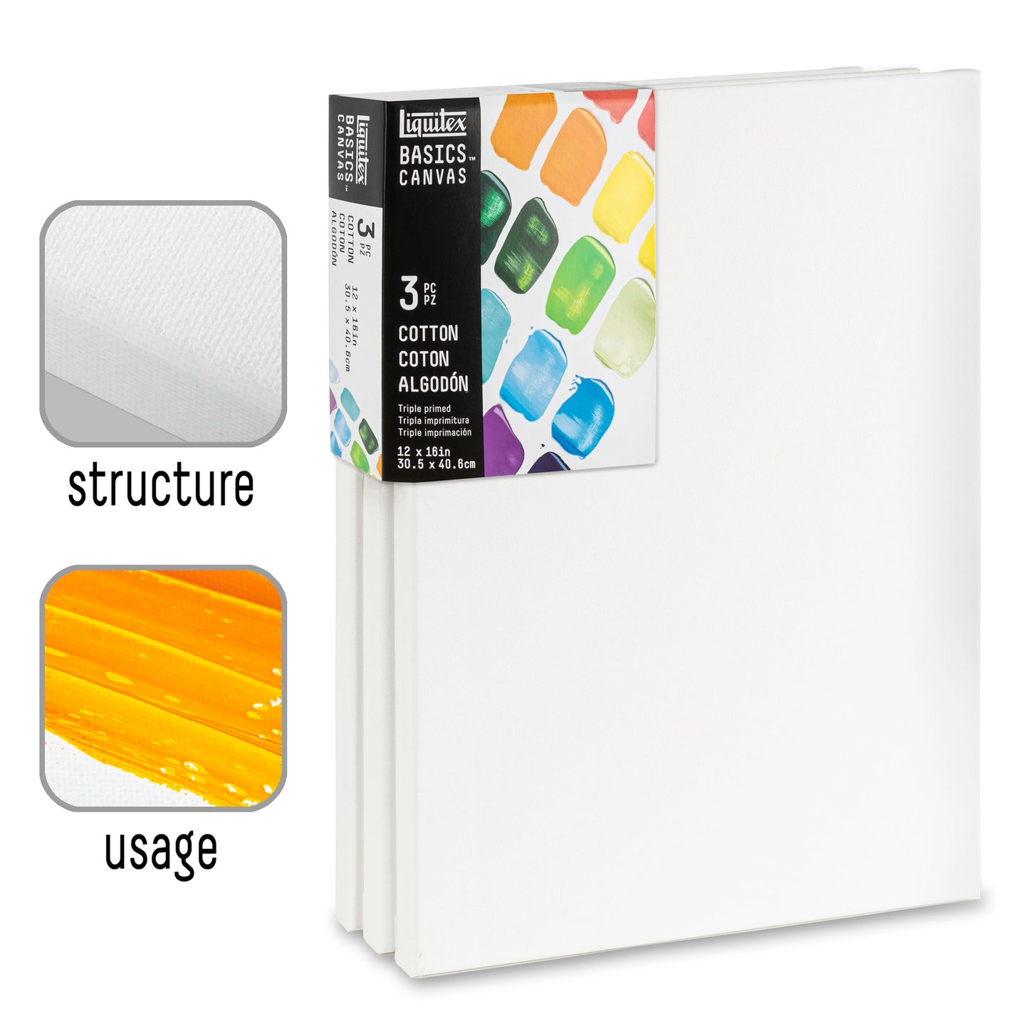 Basics Cotton Canvas 12x16" x3