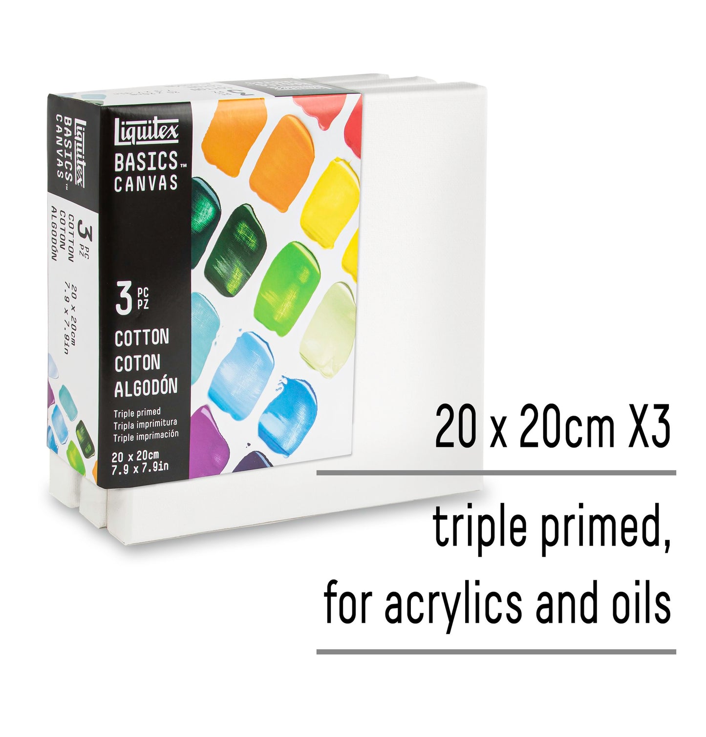 Liquitex Basics Set Of 3 Cotton Canvases 20x20cm