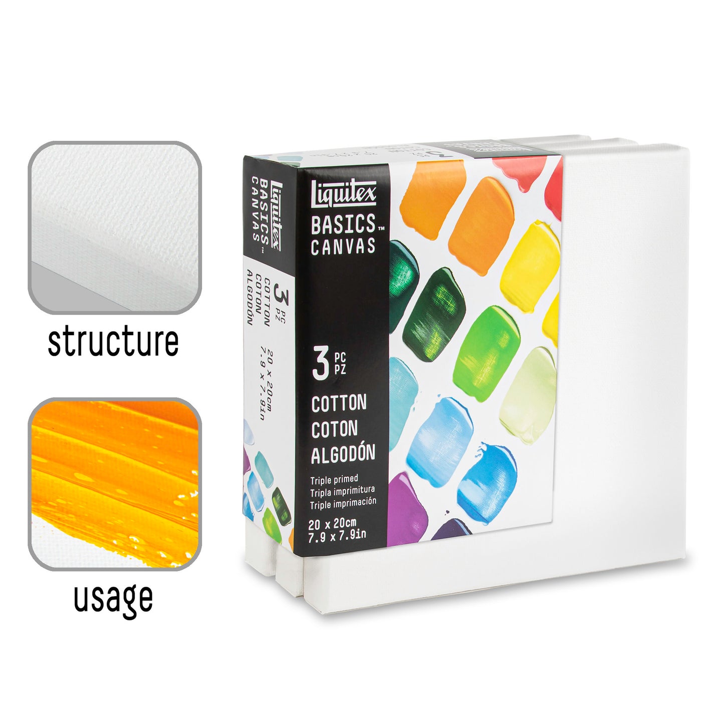 Liquitex Basics Set Of 3 Cotton Canvases 20x20cm