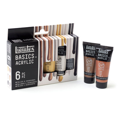 Liquitex Basics Acrylic Set - 6x22ml - Metallics & Iridescents