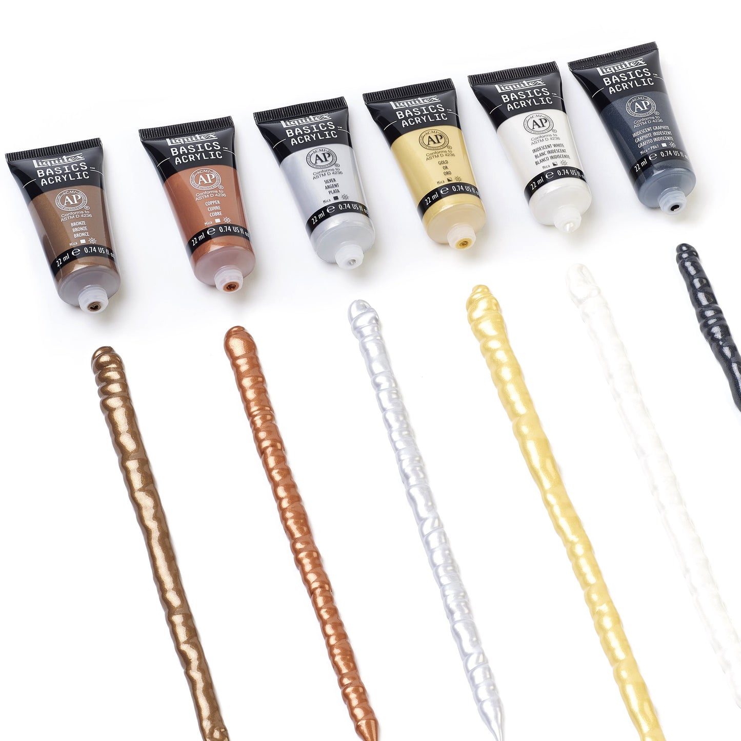 Liquitex Basics Acrylic Set - 6x22ml - Metallics & Iridescents