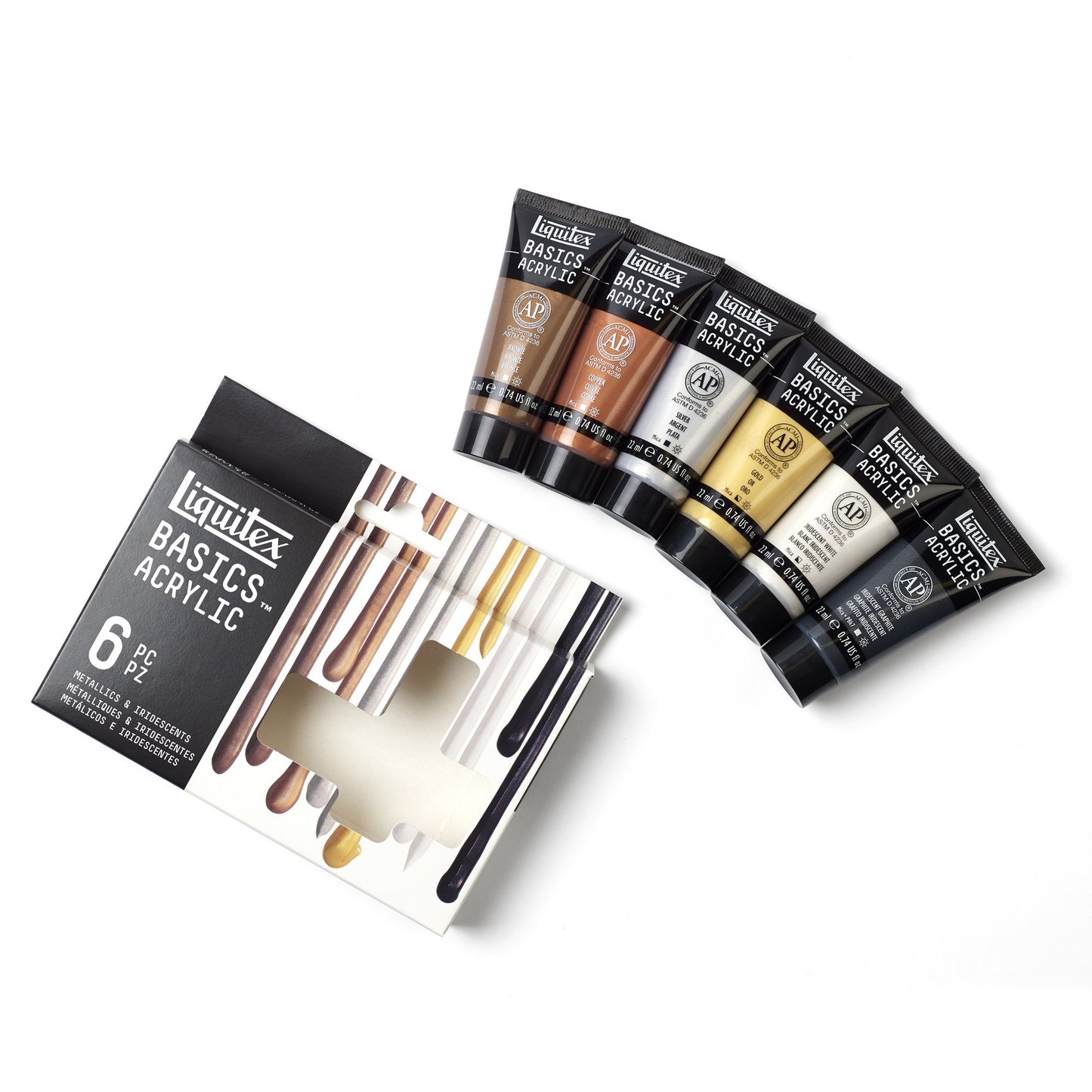 Liquitex Basics Acrylic Set - 6x22ml - Metallics & Iridescents