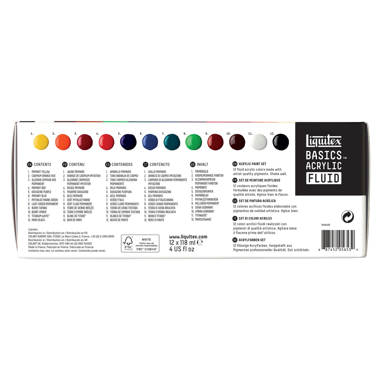 LIQUITEX Basics Fluid Acrylic Set 12x118ml