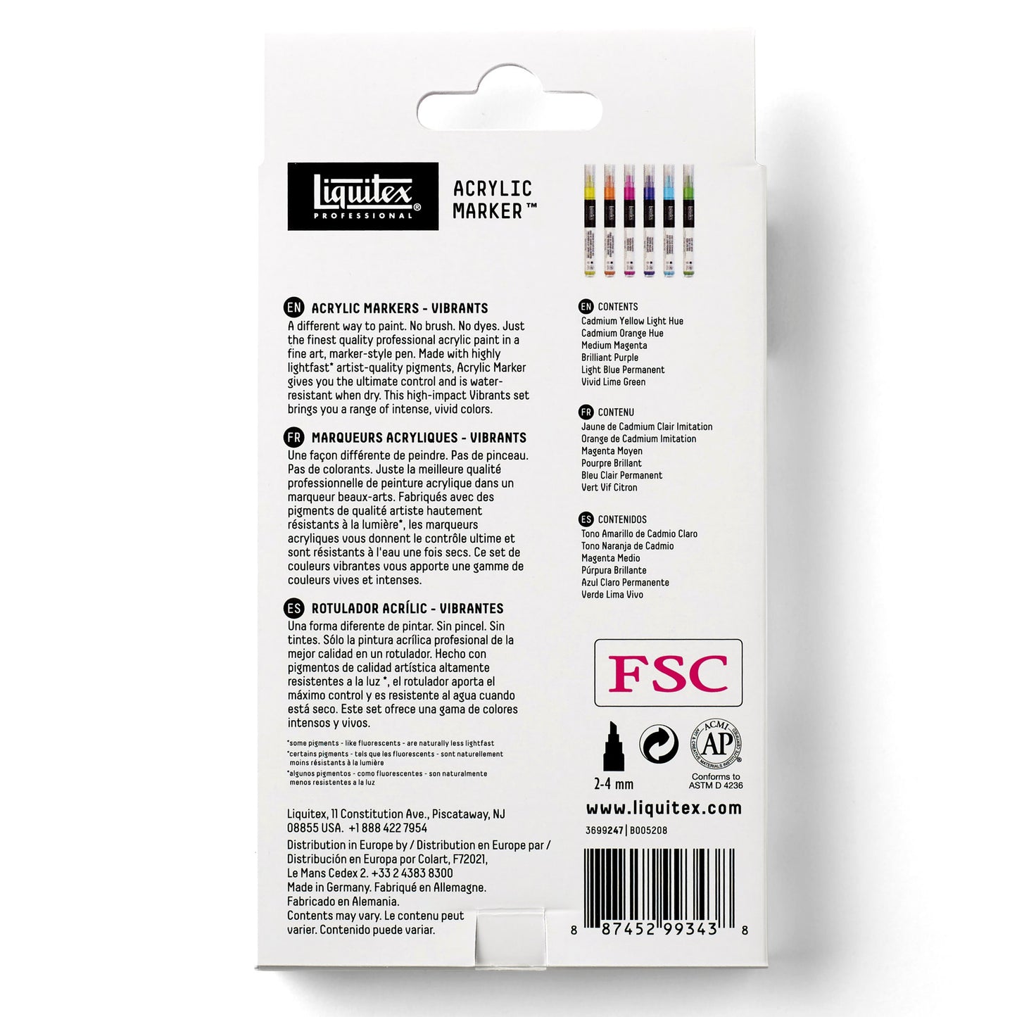 Acrylic Marker Set - 6x2mm - Vibrants