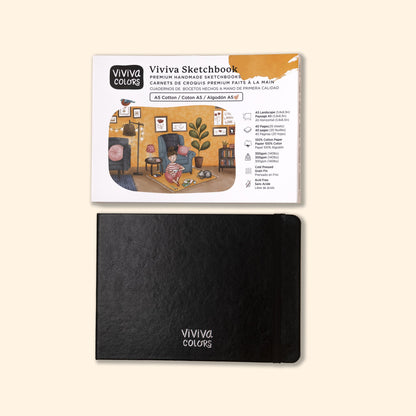 Viviva A5 Sketchbook - 100% Cotton, 40 Pages, 140 lbs