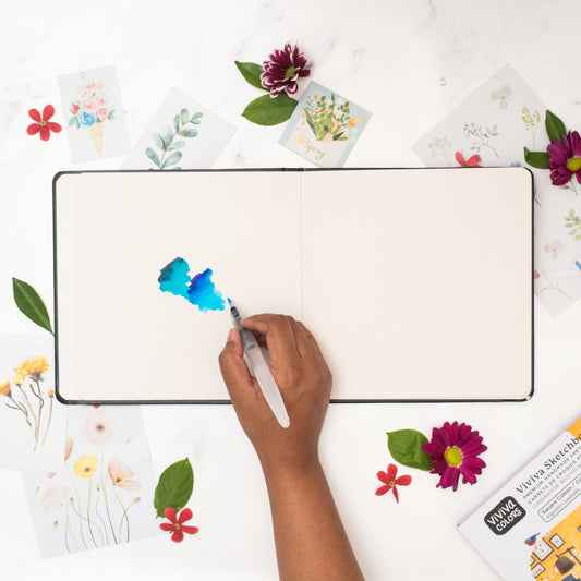 Viviva Square Sketchbook - 100% Cotton, 40 Pages, 140 lbs