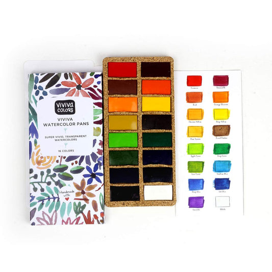Viviva Watercolour Pan Set - Original 16 Colours