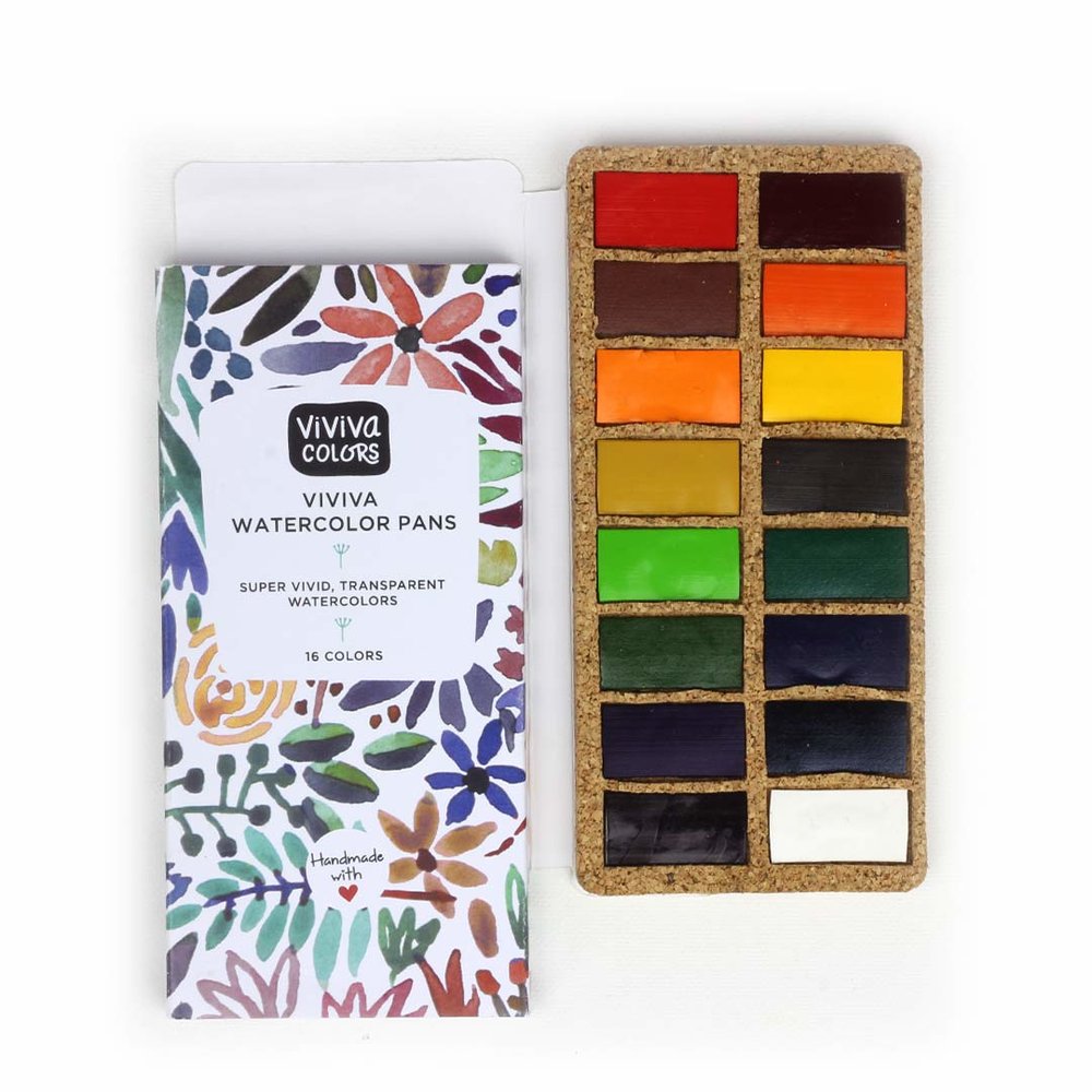 Viviva Watercolour Pan Set - Original 16 Colours